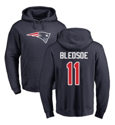 NFL Nike New England Patriots #11 Drew Bledsoe Navy Blue Name & Number Logo Pullover Hoodie