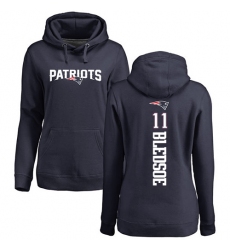 NFL Women's Nike New England Patriots #11 Drew Bledsoe Navy Blue Backer Pullover Hoodie