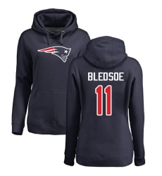 NFL Women's Nike New England Patriots #11 Drew Bledsoe Navy Blue Name & Number Logo Pullover Hoodie