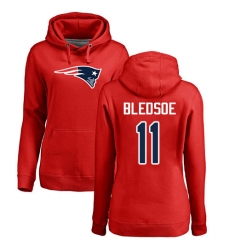 NFL Women's Nike New England Patriots #11 Drew Bledsoe Red Name & Number Logo Pullover Hoodie