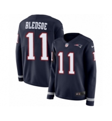 Women's Nike New England Patriots #11 Drew Bledsoe Limited Navy Blue Therma Long Sleeve NFL Jersey