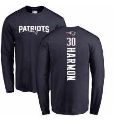 NFL Nike New England Patriots #30 Duron Harmon Navy Blue Backer Long Sleeve T-Shirt