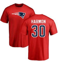 NFL Nike New England Patriots #30 Duron Harmon Red Name & Number Logo T-Shirt