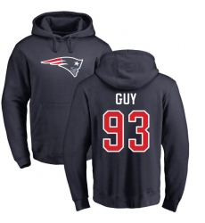 NFL Nike New England Patriots #93 Lawrence Guy Navy Blue Name & Number Logo Pullover Hoodie