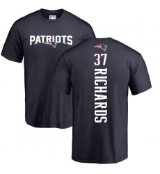 NFL Nike New England Patriots #37 Jordan Richards Navy Blue Backer T-Shirt