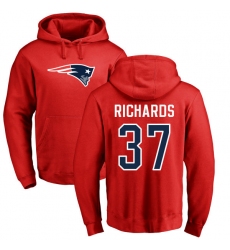 NFL Nike New England Patriots #37 Jordan Richards Red Name & Number Logo Pullover Hoodie