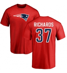 NFL Nike New England Patriots #37 Jordan Richards Red Name & Number Logo T-Shirt