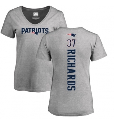 NFL Women's Nike New England Patriots #37 Jordan Richards Ash Backer V-Neck T-Shirt