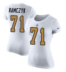 Women's Nike New Orleans Saints #71 Ryan Ramczyk White Rush Pride Name & Number T-Shirt