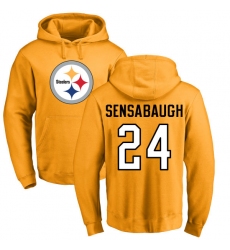 NFL Nike Pittsburgh Steelers #24 Coty Sensabaugh Gold Name & Number Logo Pullover Hoodie