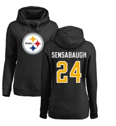 NFL Women's Nike Pittsburgh Steelers #24 Coty Sensabaugh Black Name & Number Logo Pullover Hoodie