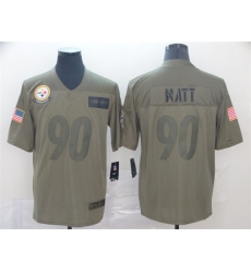 Men's Pittsburgh Steelers #90 T. J. Watt 2019 Camo Salute To Service Limited Stitched Jersey