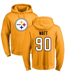 NFL Nike Pittsburgh Steelers #90 T. J. Watt Gold Name & Number Logo Pullover Hoodie