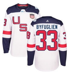 Men's Adidas Team USA #33 Dustin Byfuglien Authentic White Home 2016 World Cup Ice Hockey Jersey
