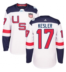 Youth Adidas Team USA #17 Ryan Kesler Authentic White Home 2016 World Cup Ice Hockey Jersey