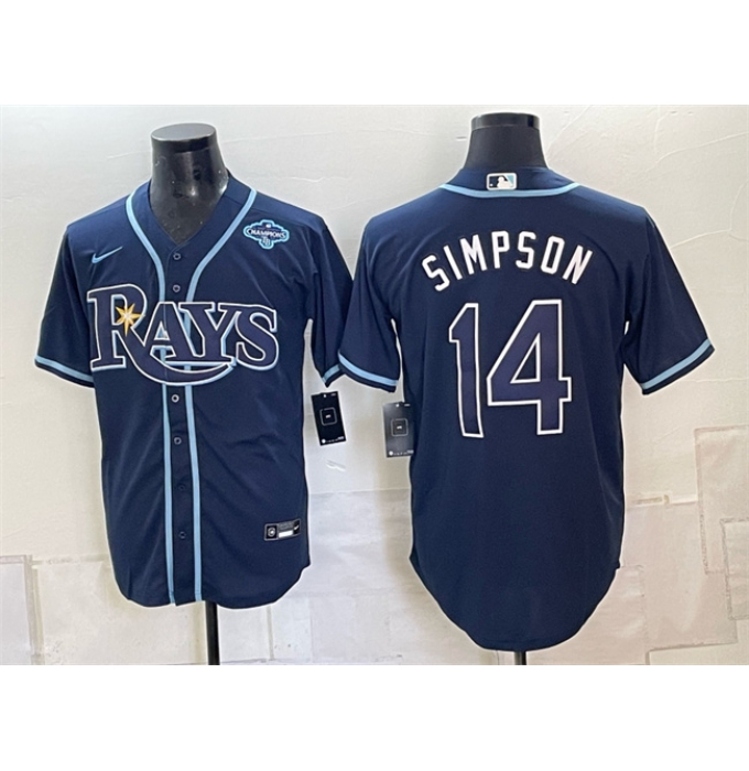 Men's Tampa Bay Rays #14 Chandler Simpson Navy 2026 AL East Champions Vapor Limited Stitched Baseball Jersey