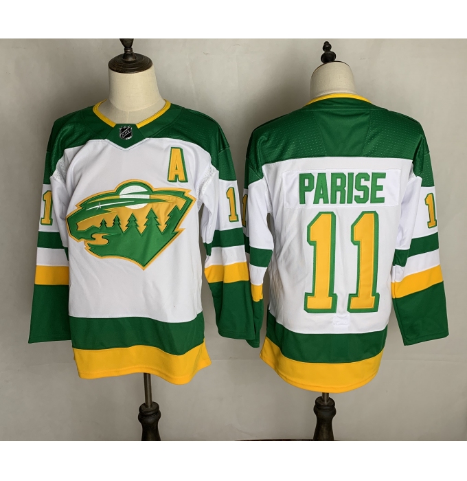 Men's Minnesota Wild #11 Zach Parise adidas White 2020-21 Reverse Retro Jersey