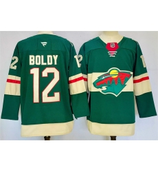 Men's Minnesota Wild #12 Matt Boldy Green 2024-25 Home Stitched Hockey Jersey