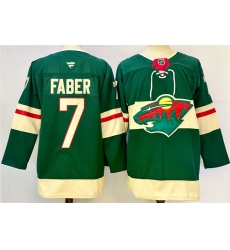 Men's Minnesota Wild #7 Brock Faber Green 2024-25 Home Stitched Hockey Jersey