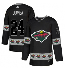 Men's Adidas Minnesota Wild #24 Matt Dumba Authentic Black Team Logo Fashion NHL Jersey