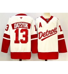 Men's Detroit Red Wings #13 Pavel Datsyuk White Red 2024-25 With A Stitched Jersey