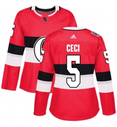 Women's Adidas Ottawa Senators #5 Cody Ceci Authentic Red 2017 100 Classic NHL Jersey