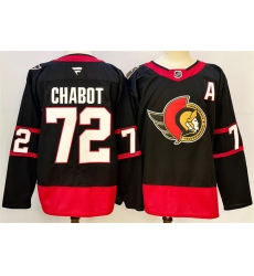 Men's Ottawa Senators #72 Thomas Chabot Black 2024-25 With C Patch Home Stitched Jersey