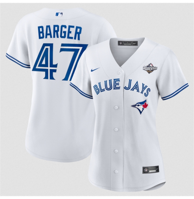 Women's Toronto Blue Jays #47 Addison Barger White 2025 World Series Home Cool Base Stitched Baseball Jersey(Run Small)