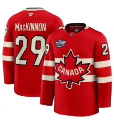 Men's Canada #29 Nathan MacKinnon Red 2025 4 Nations Face-Off Premium Stitched Jersey