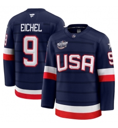 Men's USA #9 Jack Eichel Navy 2025 4 Nations Face-Off Stitched Jersey