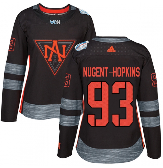 Women's Adidas Team North America #93 Ryan Nugent-Hopkins Premier Black Away 2016 World Cup of Hockey Jersey