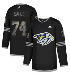 Men's Adidas Nashville Predators #74 Juuse Saros Black Authentic Classic Stitched NHL Jersey