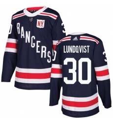 Men's Adidas New York Rangers #30 Henrik Lundqvist Authentic Navy Blue 2018 Winter Classic NHL Jersey