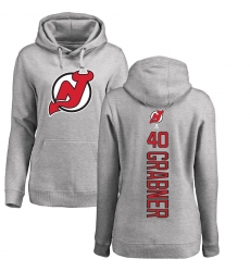NHL Women's Adidas New Jersey Devils #40 Michael Grabner Ash Backer Pullover Hoodie