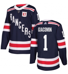 Men's Adidas New York Rangers #1 Eddie Giacomin Authentic Navy Blue 2018 Winter Classic NHL Jersey