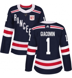 Women's Adidas New York Rangers #1 Eddie Giacomin Authentic Navy Blue 2018 Winter Classic NHL Jersey