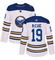 Women's Adidas Buffalo Sabres #19 Jake McCabe Authentic White 2018 Winter Classic NHL Jersey