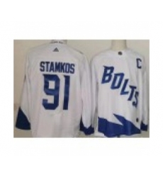 Men's Tampa Bay Lightning #91 Steven Stamkos White 2022 Stadium Series Authentic Jersey