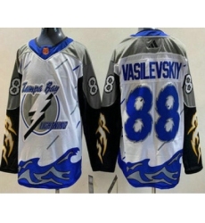 Men's Tampa Bay Lightning #88 Andrei Vasilevskiy White 2022 Reverse Retro Authentic Jersey