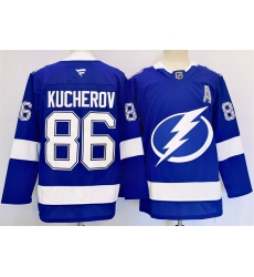 Men's Tampa Bay Lightning #86 Nikita Kucherov 2024-25 Blue Stitched Jersey