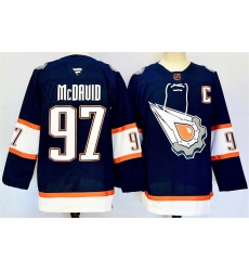 Men's Edmonton Oilers #97 Connor McDavid Navy With C Reverse Retro Stitched Jersey