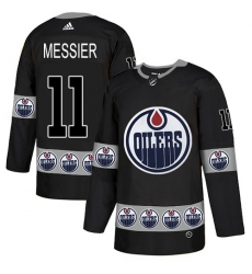 Men's Adidas Edmonton Oilers #11 Mark Messier Authentic Black Team Logo Fashion NHL Jersey