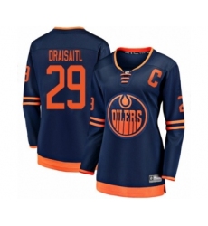 Women's Edmonton Oilers #29 Leon Draisaitl Authentic Navy Blue Alternate Fanatics Branded Breakaway Hockey Jersey