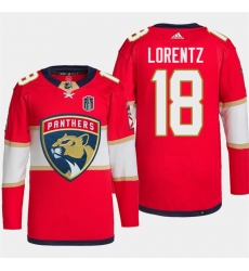 Men's Florida Panthers #18 Steven Lorentz Red 2024 Stanley Cup Final Stitched Jersey