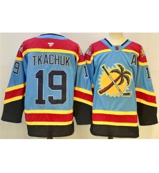 Men's Florida Panthers #19 Matthew Tkachuk Blue 2024-25 Reverse Retro With A Stitched Hockey Jersey