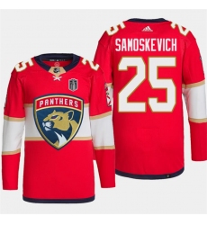 Men's Florida Panthers #25 Mackie Samoskevich Red 2024 Stanley Cup Final Stitched Jersey