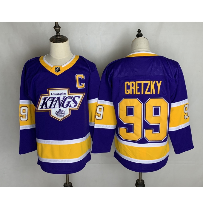 Men's Los Angeles Kings #99 Wayne Gretzky Authentic Purple Fights Cancer Practice Jersey