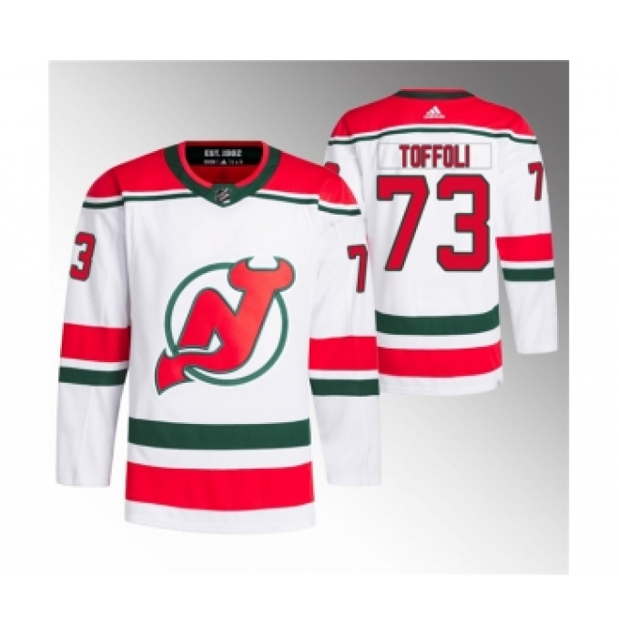 Men's New Jersey Devils #73 Tyler Toffoli White Stitched Jersey
