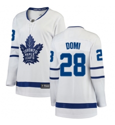 Women's Toronto Maple Leafs #28 Tie Domi Authentic White Away Fanatics Branded Breakaway NHL Jersey