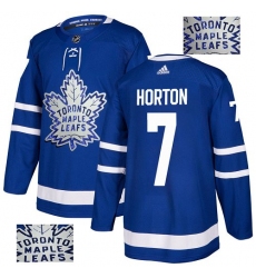 Men's Adidas Toronto Maple Leafs #7 Tim Horton Authentic Royal Blue Fashion Gold NHL Jersey